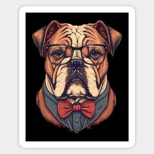 Hipster Bulldog Sticker